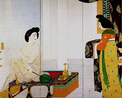 3.中村岳陵「貴妃賜浴」(部分)