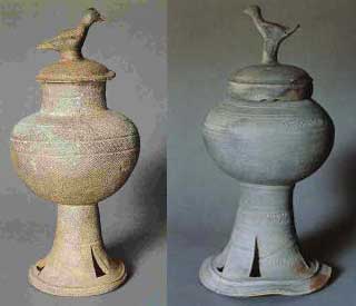 左:萬福寺古墳出土品、右:寺西1号墳出土品